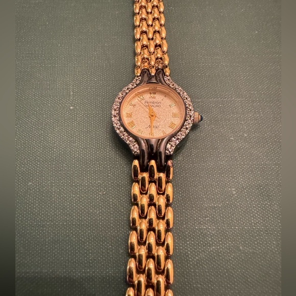 Vintage Two Tone Black & Gold Armitron Diamond Now Ladies Watch- Works! main image 11